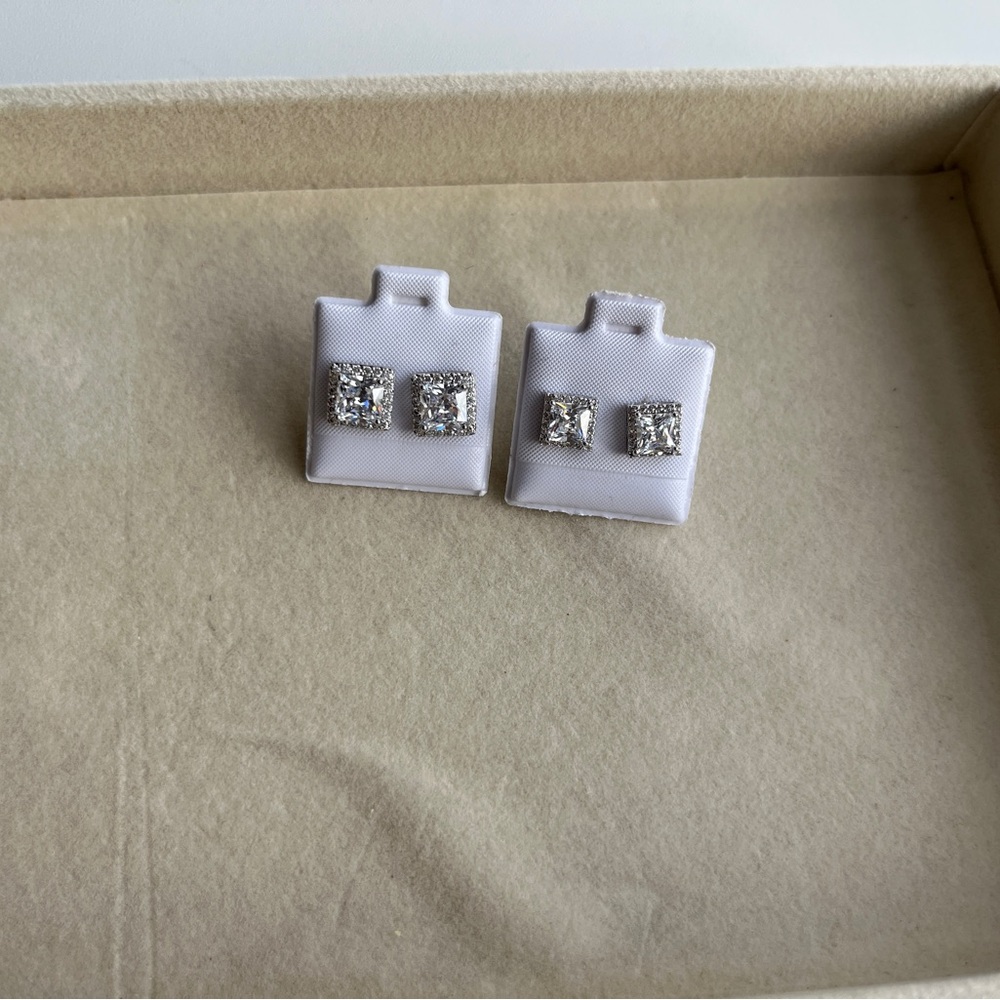 Elegant Silver gold plated Square Stud Earrings